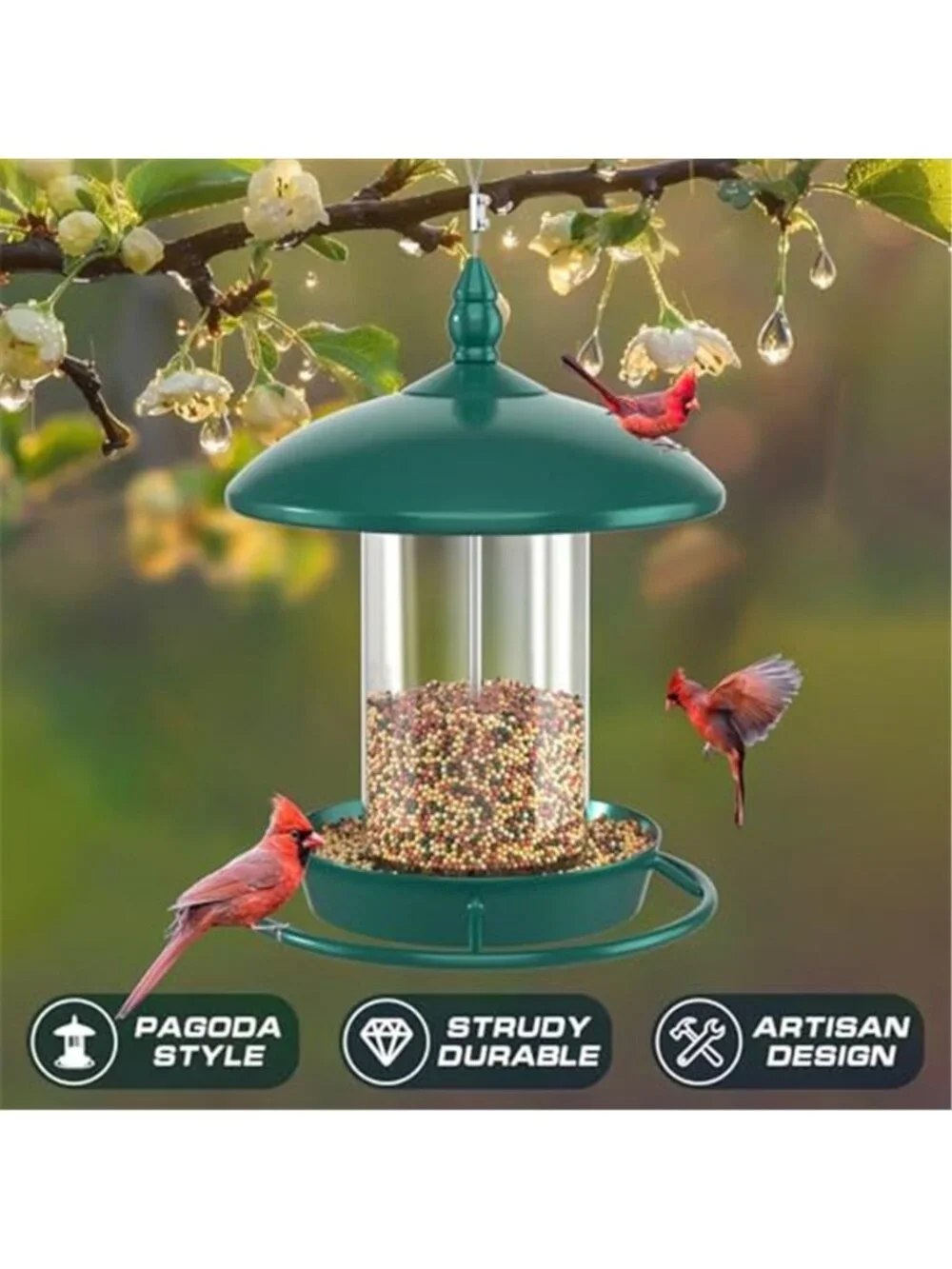 New Pack of 2 Bird Feeder for Outdoor Hanging. Green